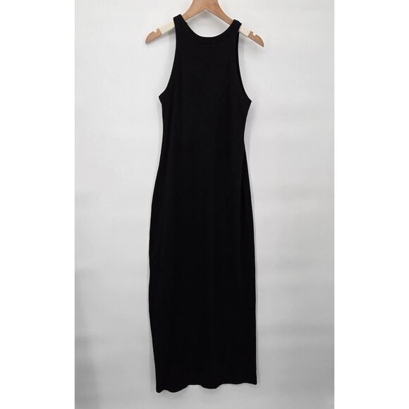 Buck Mason Ribbed Dress Women's Size Small Black Tank Maxi Sleeveless - Picture 6 of 9
